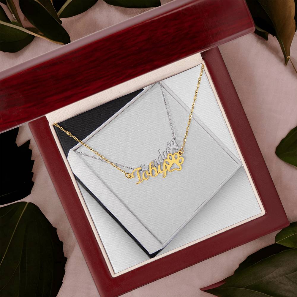 Name Necklace + Paw Print Character