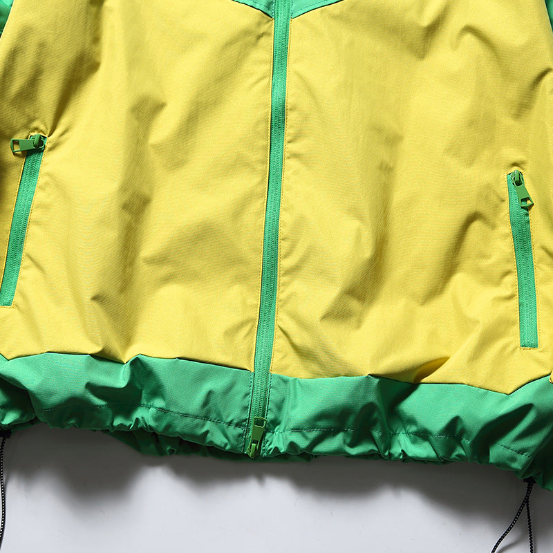 Men's Outdoor Color Contrast Patchwork Tooling Shell Jacket