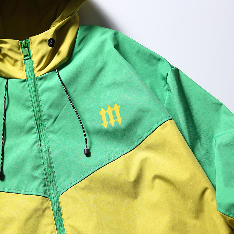 Men's Outdoor Color Contrast Patchwork Tooling Shell Jacket